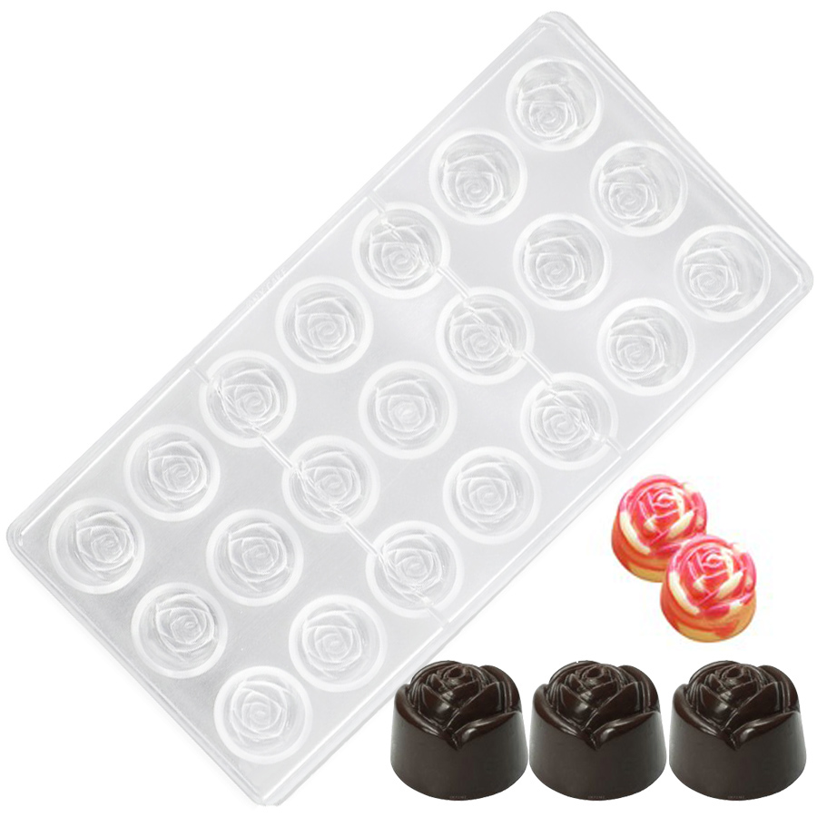 Kitchen Baking Molds - 21-Hole Rose Style Transparent Hard Plastic
