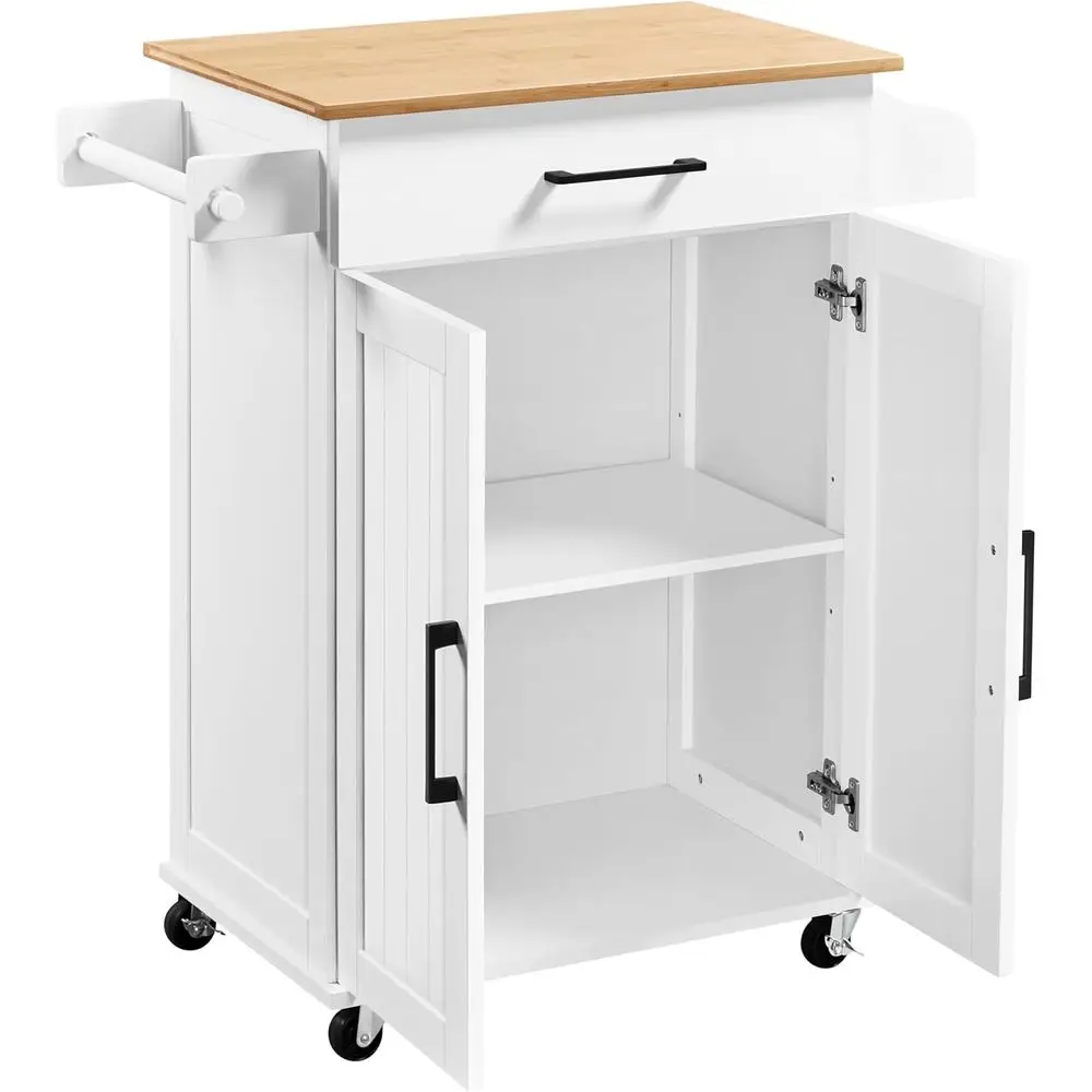White Rolling Kitchen Cart wit - Kitchen Q review and price