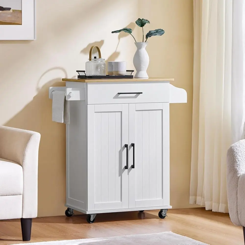 White Rolling Kitchen Cart wit - Kitchen Q review and price