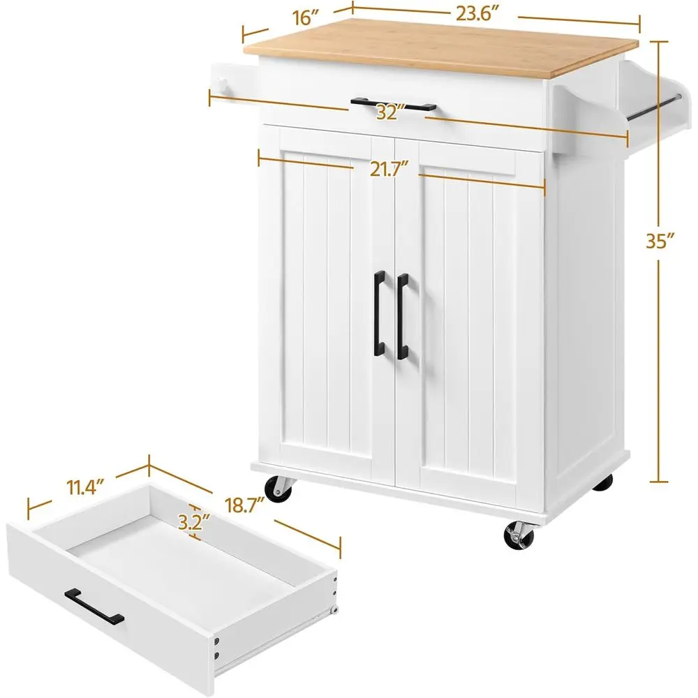 White Rolling Kitchen Cart wit - Kitchen Q review and price