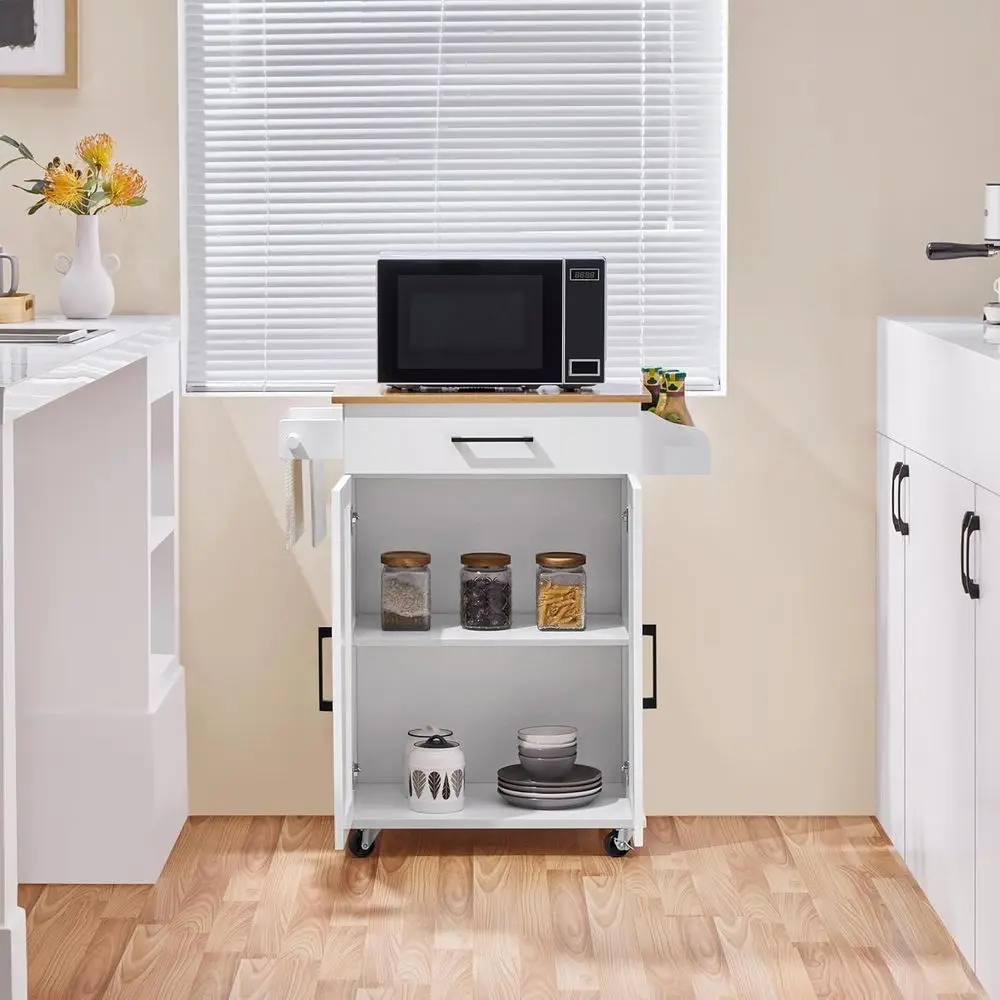 White Rolling Kitchen Cart wit - Kitchen Q review and price