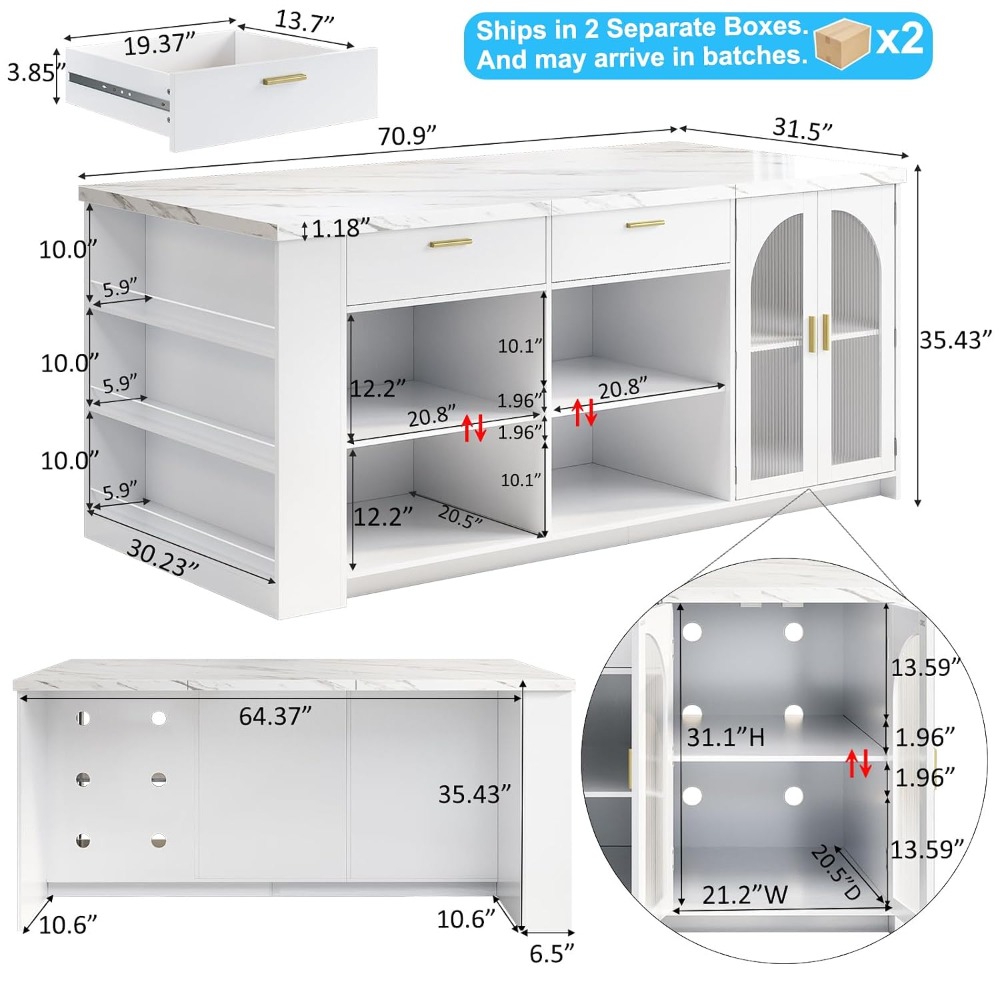 71' Large Kitchen Island with  - Kitchen Q review and price